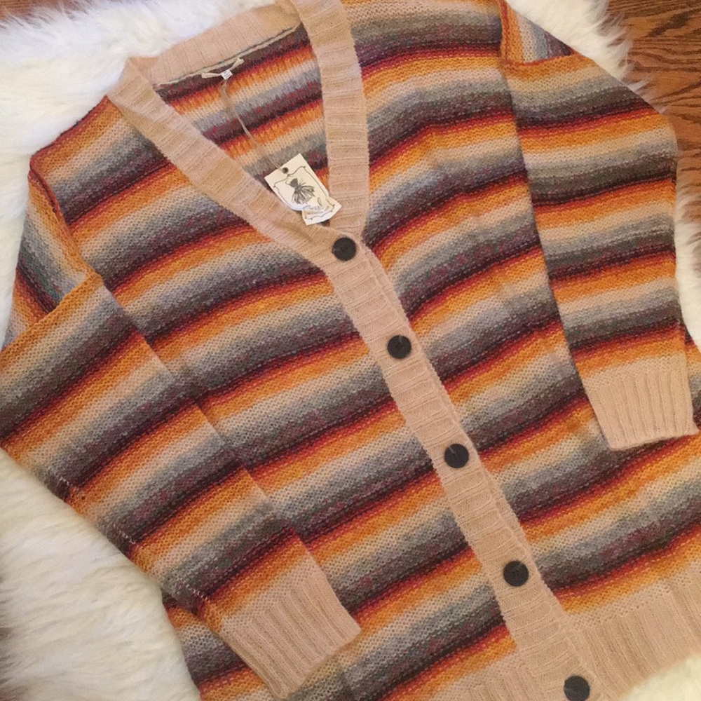 Easel Colorful Buttondown Cardigan - Picture 7 of 13